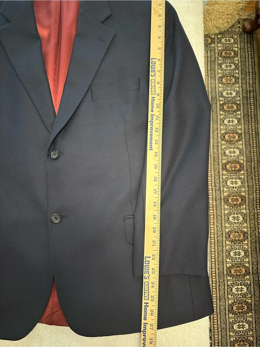 Jack Victor Saks Fifth Avenue Loro Piana 100% Cashmere Navy 2 Button Blazer 42S
